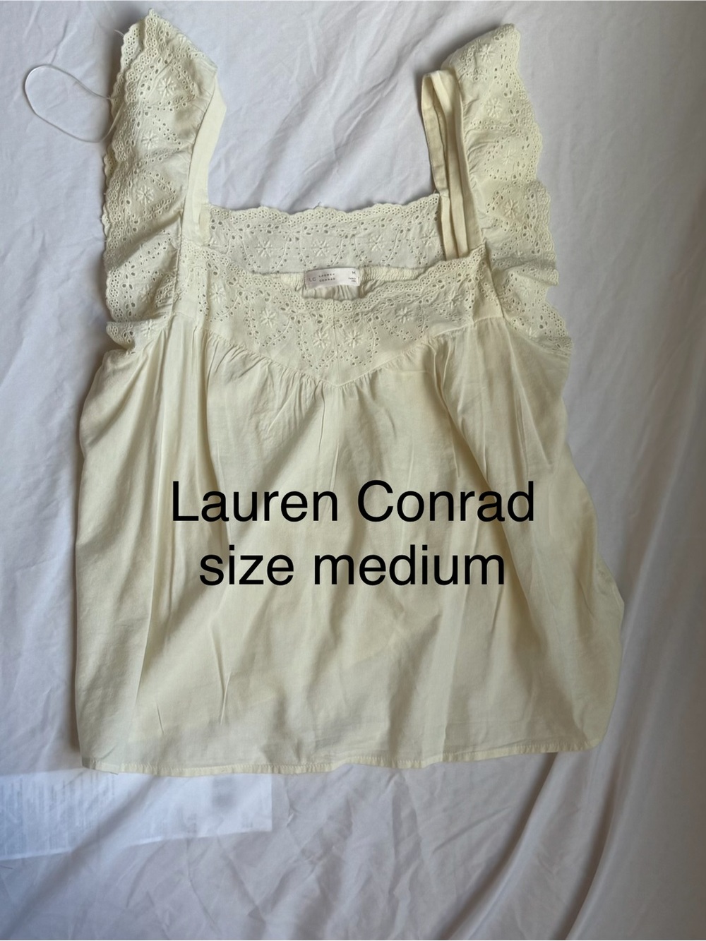 LC Lauren Conrad Cream Eyelet Flutter-Strap Camisole